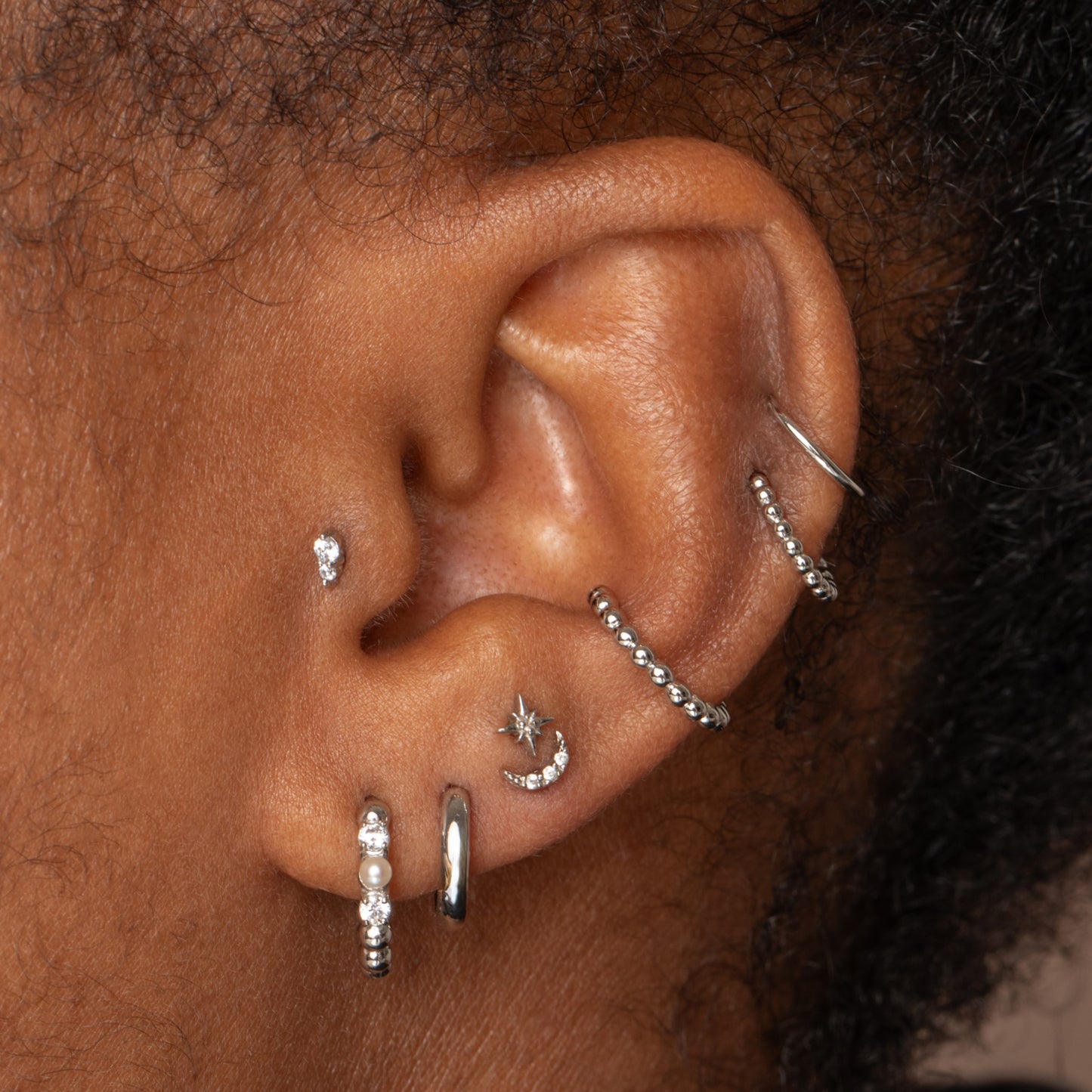 astrid miyu Hayley B Daines X Laura Bond - 9k solid white gold 10mm 16g Treasure pearl huggie earring pair Huggies and Hoops Laura Bond