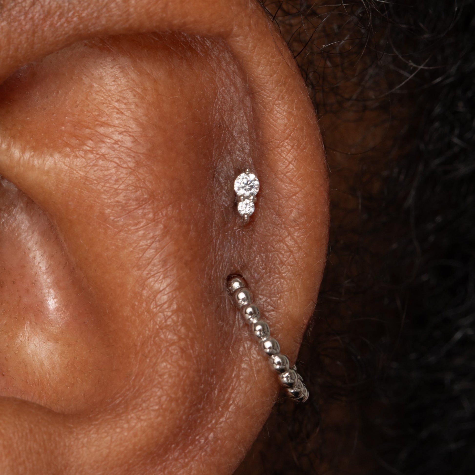 astrid miyu The Elara stacking set - 9k solid white gold flat back labret stud earring set Stacking Sets Laura Bond