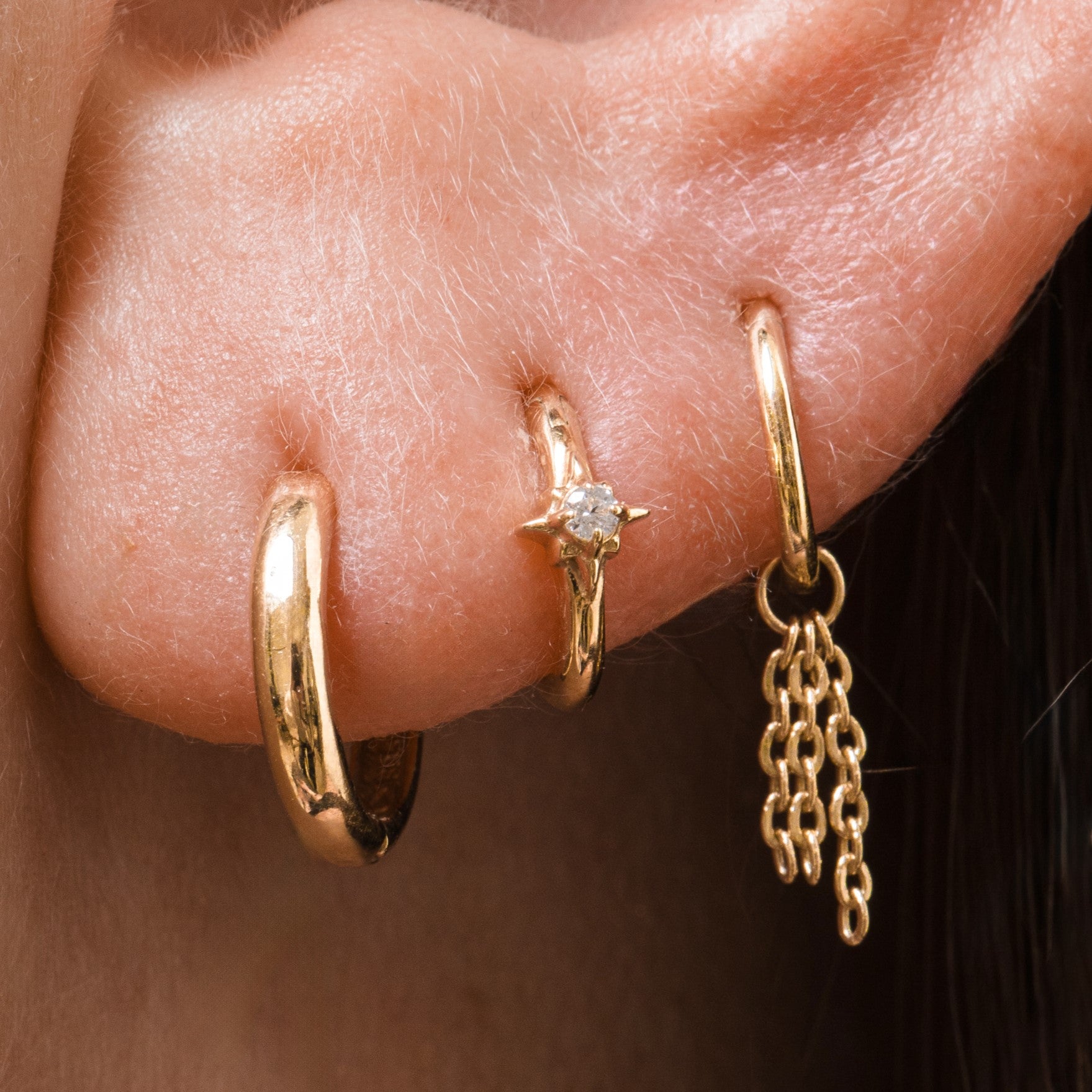 astrid miyu 9k solid yellow gold Sunlight floating earring chain charm Chains and Charms Laura Bond