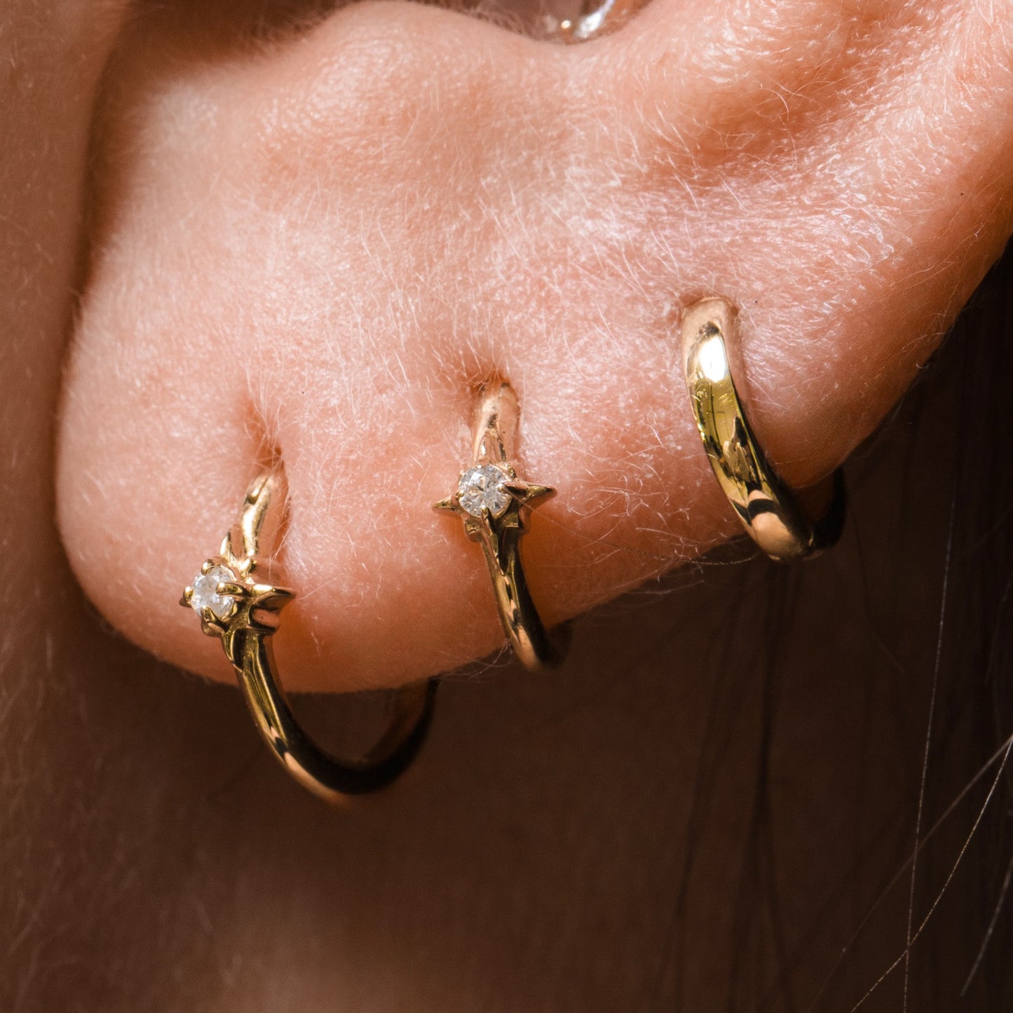 9k solid yellow gold 6mm simple mini huggie earring Huggies and Hoops Laura Bond Maria Tash astrid miyu