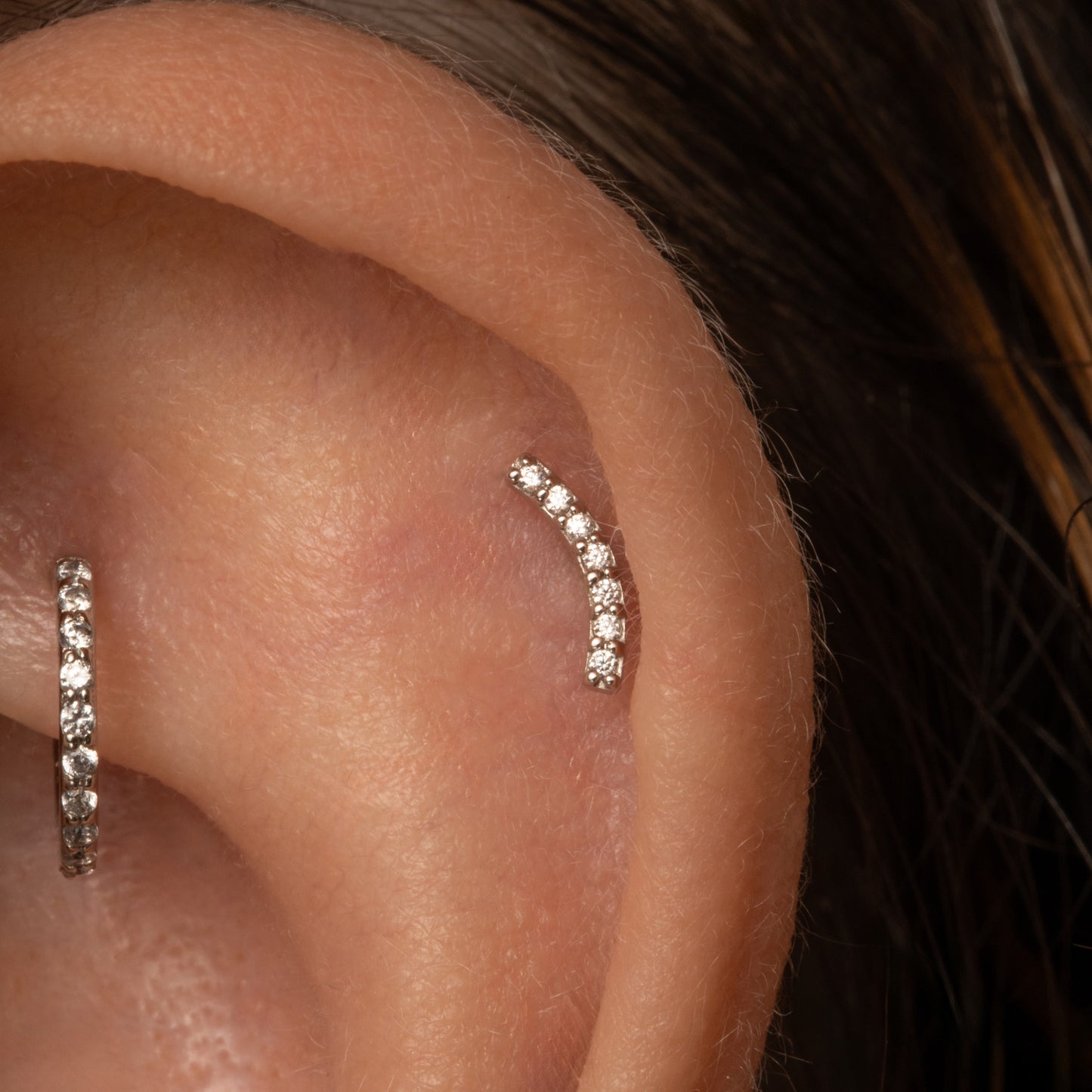 astrid miyu 14k solid white gold Courbe flat back labret stud earring 8mm Cartilage Studs Laura Bond