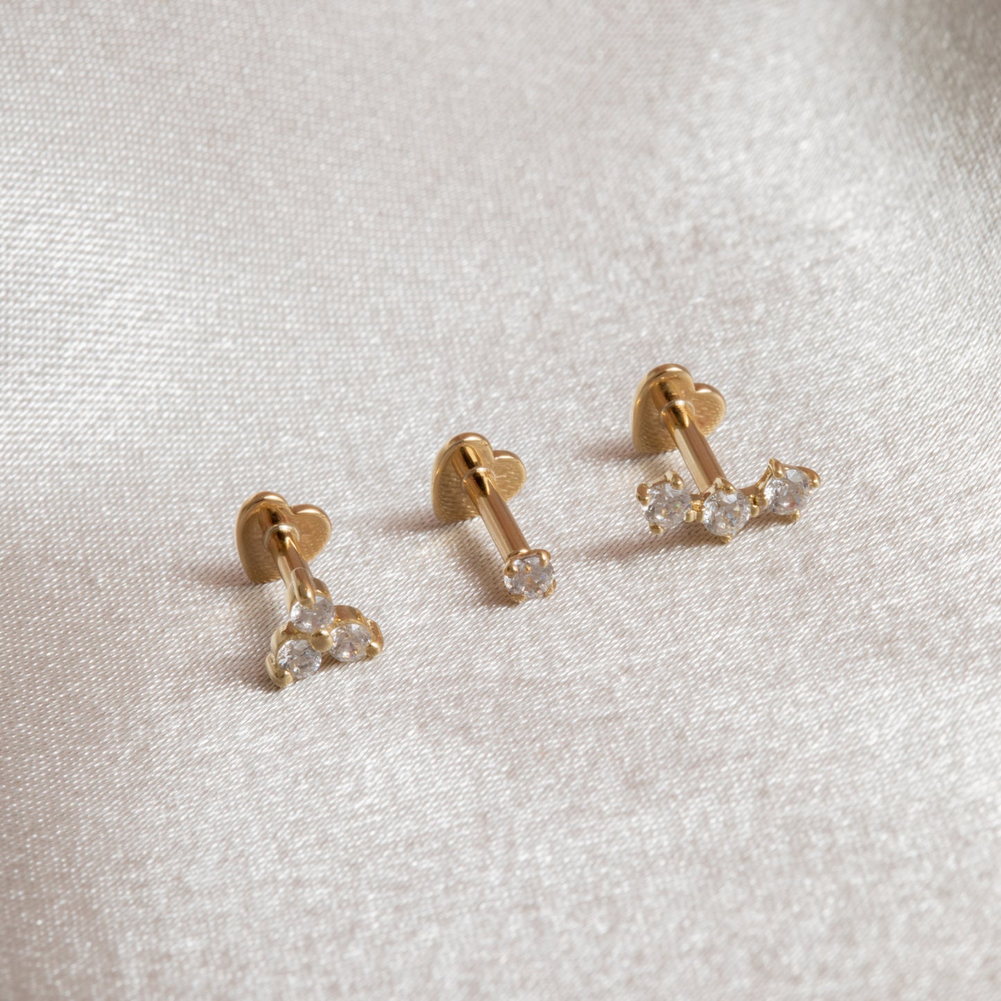 astrid miyu The classic stacking set - 9k solid yellow gold flat back labret stud earring set Stacking Sets Laura Bond