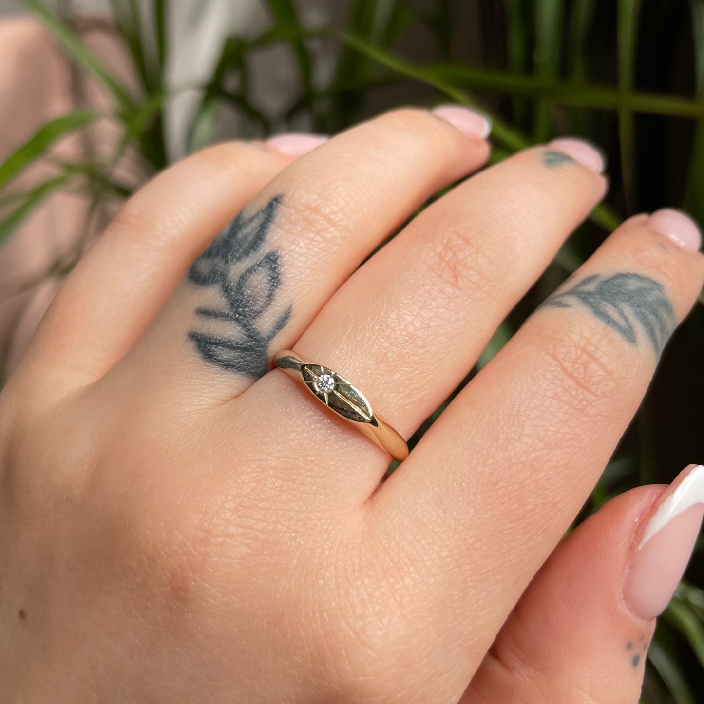 9k solid yellow gold moissanite sunrise signet ring