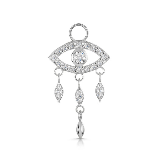 astrid miyu 9k solid white gold Mystic Eye marquise drop earring charm Chains and Charms Laura Bond