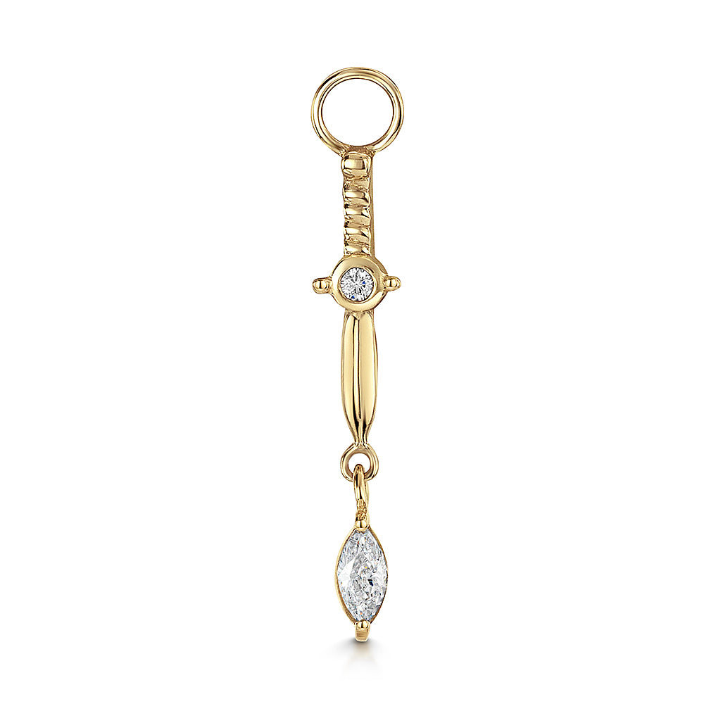 astrid miyu 9k solid yellow gold Dagger marquise drop earring charm Chains and Charms Laura Bond