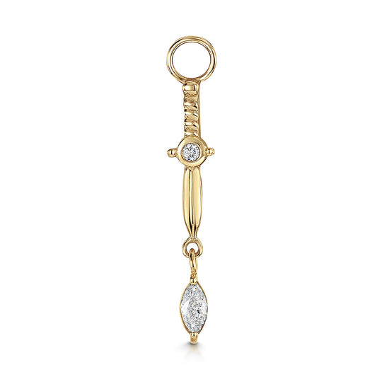 astrid miyu 9k solid yellow gold Dagger marquise drop earring charm Chains and Charms Laura Bond