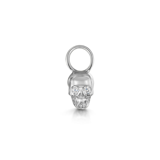 astrid miyu 9k solid white gold Sparkling Skull earring charm Chains and Charms Laura Bond