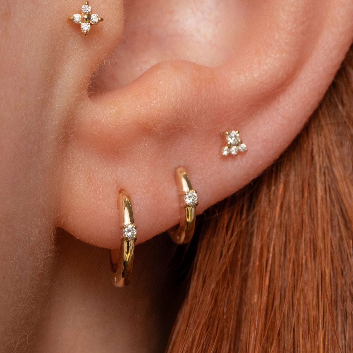 astrid miyu Diamonds by Laura Bond - 14k solid yellow gold diamond huggie hoop 6mm Huggies and Hoops Laura Bond