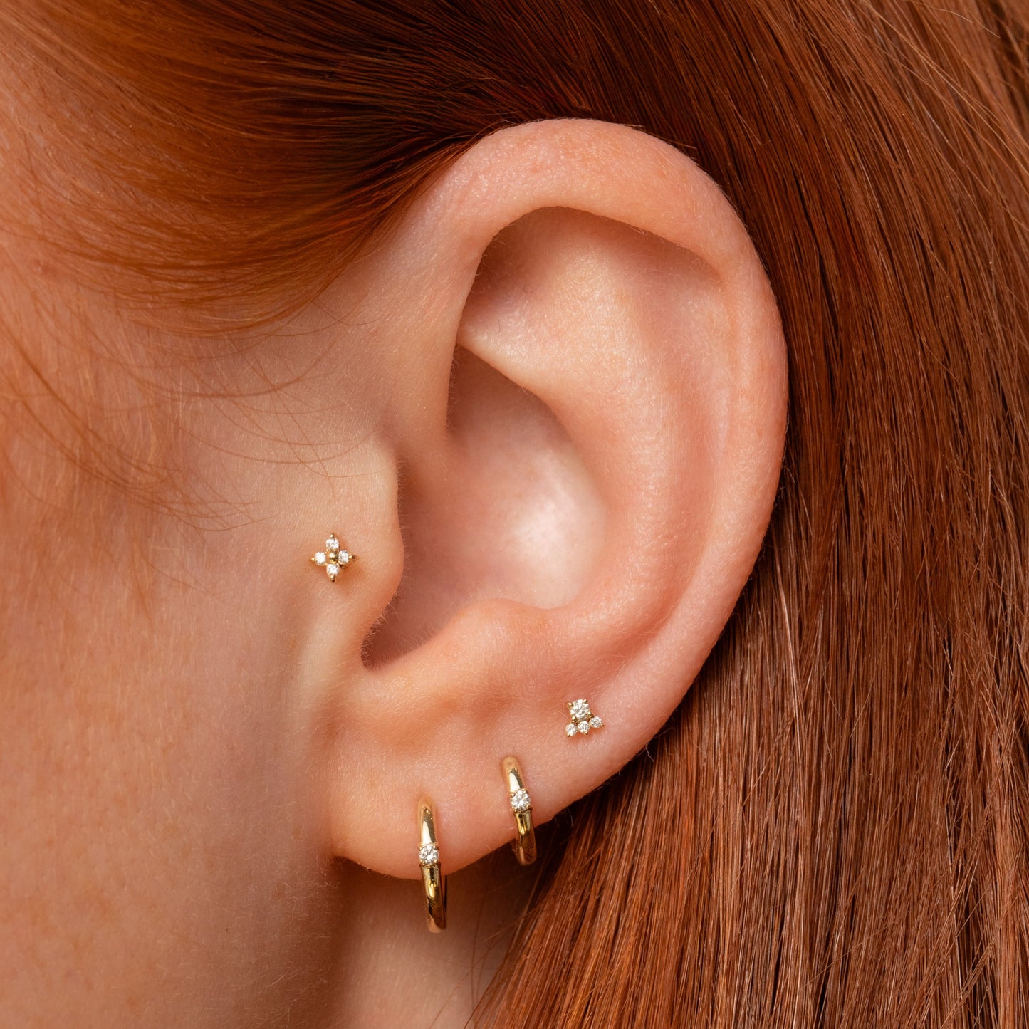 astrid miyu Diamonds by Laura Bond - 14k solid yellow gold Lady Luck flat back labret stud earring Cartilage Studs Laura Bond