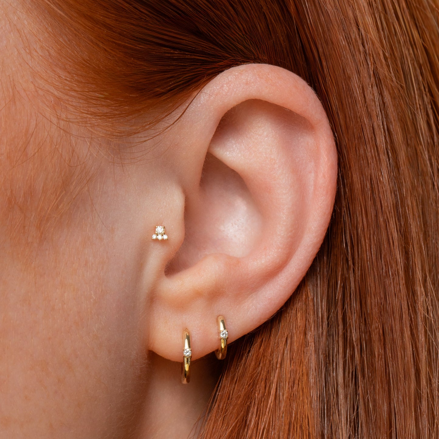 astrid miyu Diamonds by Laura Bond - 14k solid yellow gold diamond huggie hoop 8mm Huggies and Hoops Laura Bond