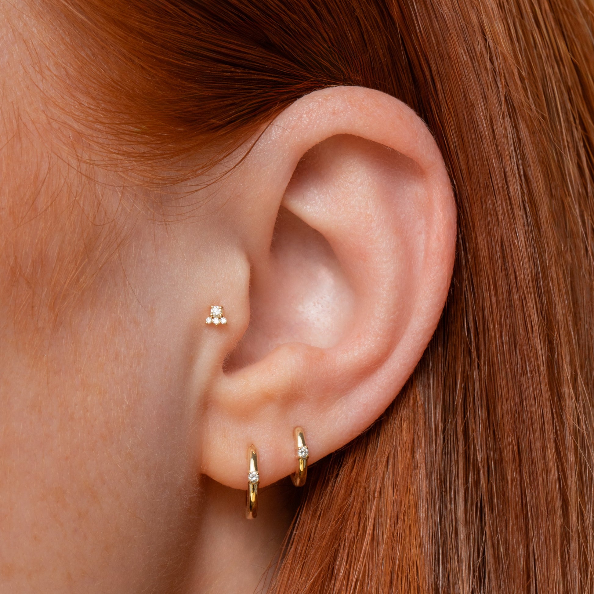 astrid miyu Diamonds by Laura Bond - 14k solid yellow gold diamond huggie hoop 8mm Huggies and Hoops Laura Bond