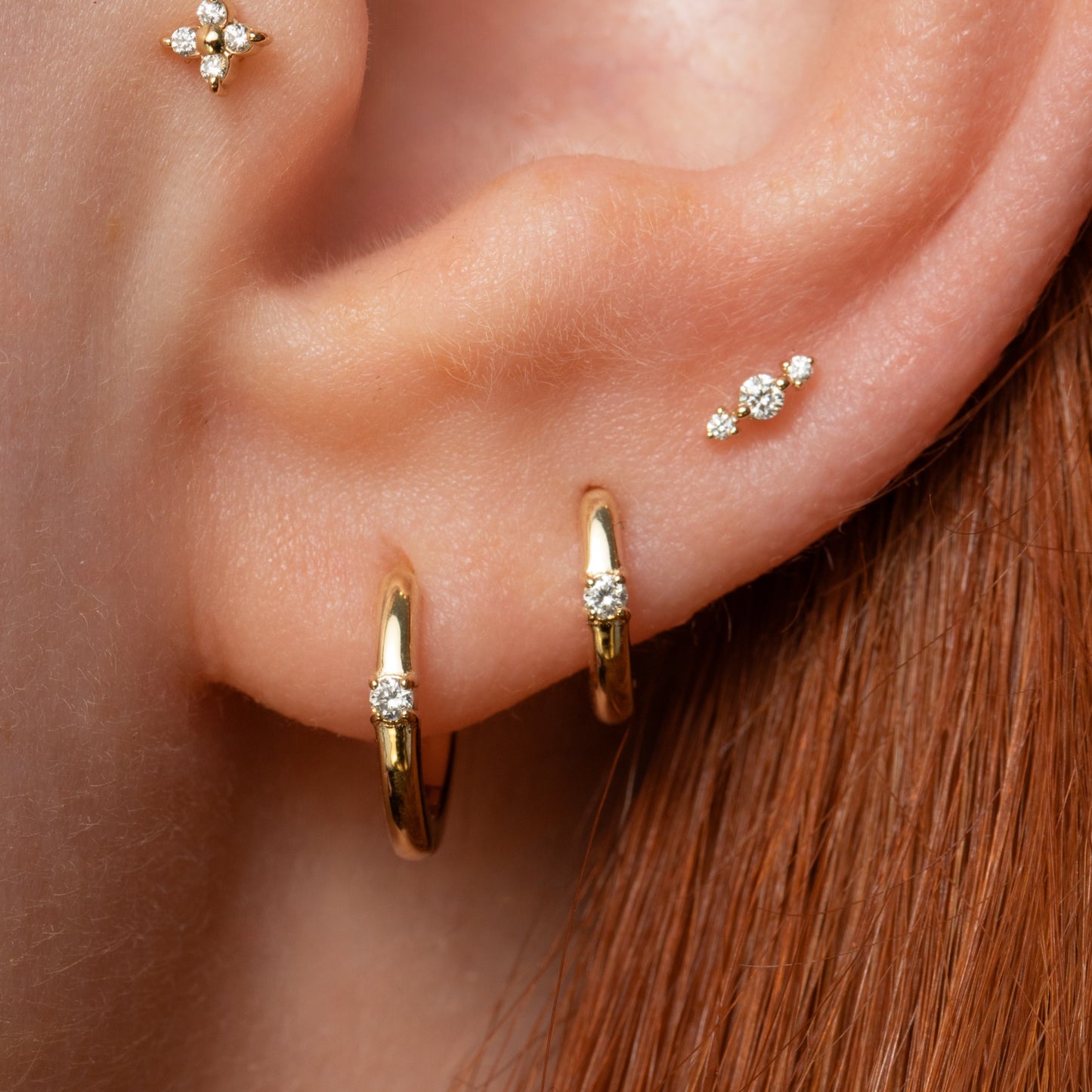 Diamonds by Laura Bond - 14k solid yellow gold Iris flat back labret stud earring Cartilage Studs Laura Bond Maria Tash astrid miyu