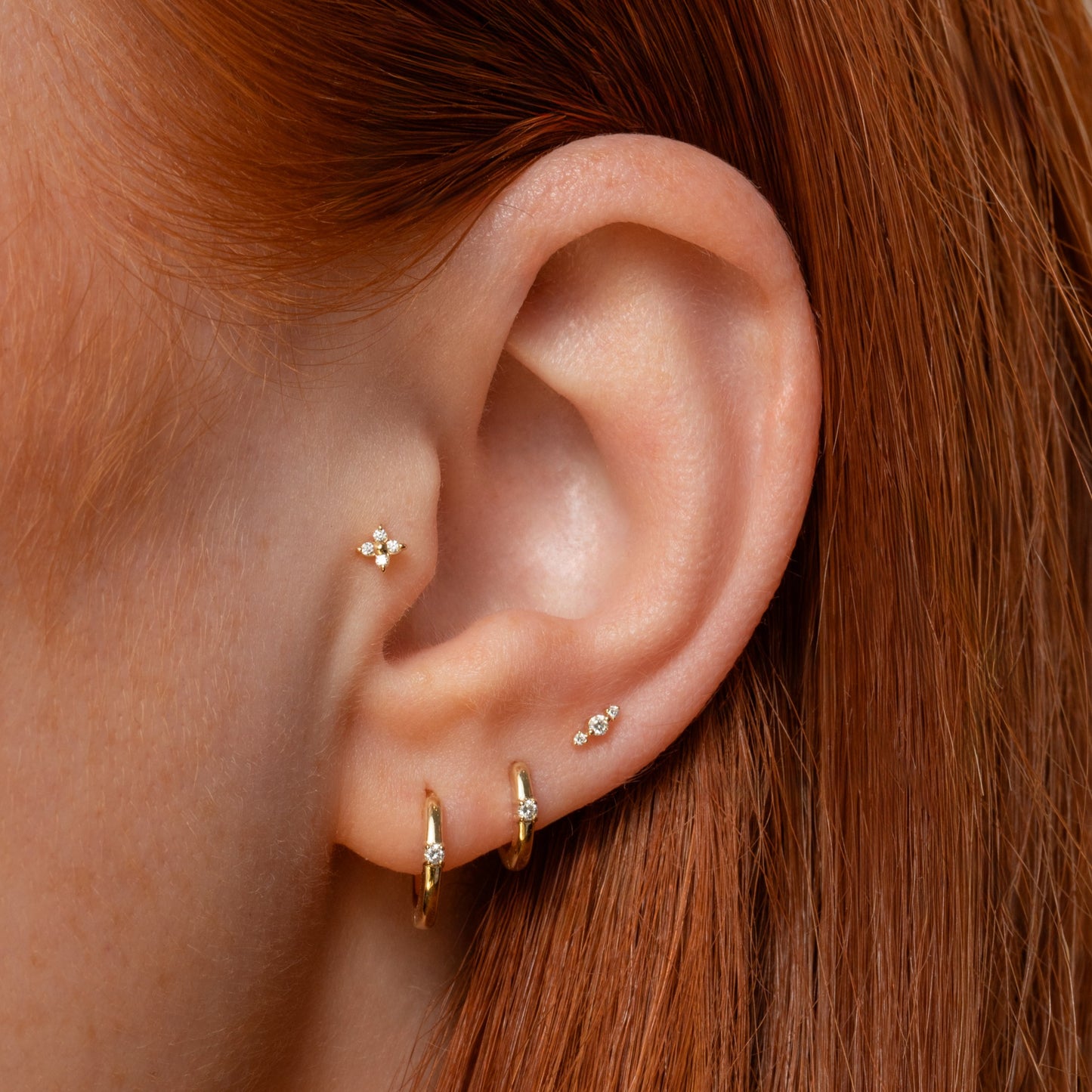 Diamonds by Laura Bond - 14k solid yellow gold Iris flat back labret stud earring Cartilage Studs Laura Bond Maria Tash astrid miyu