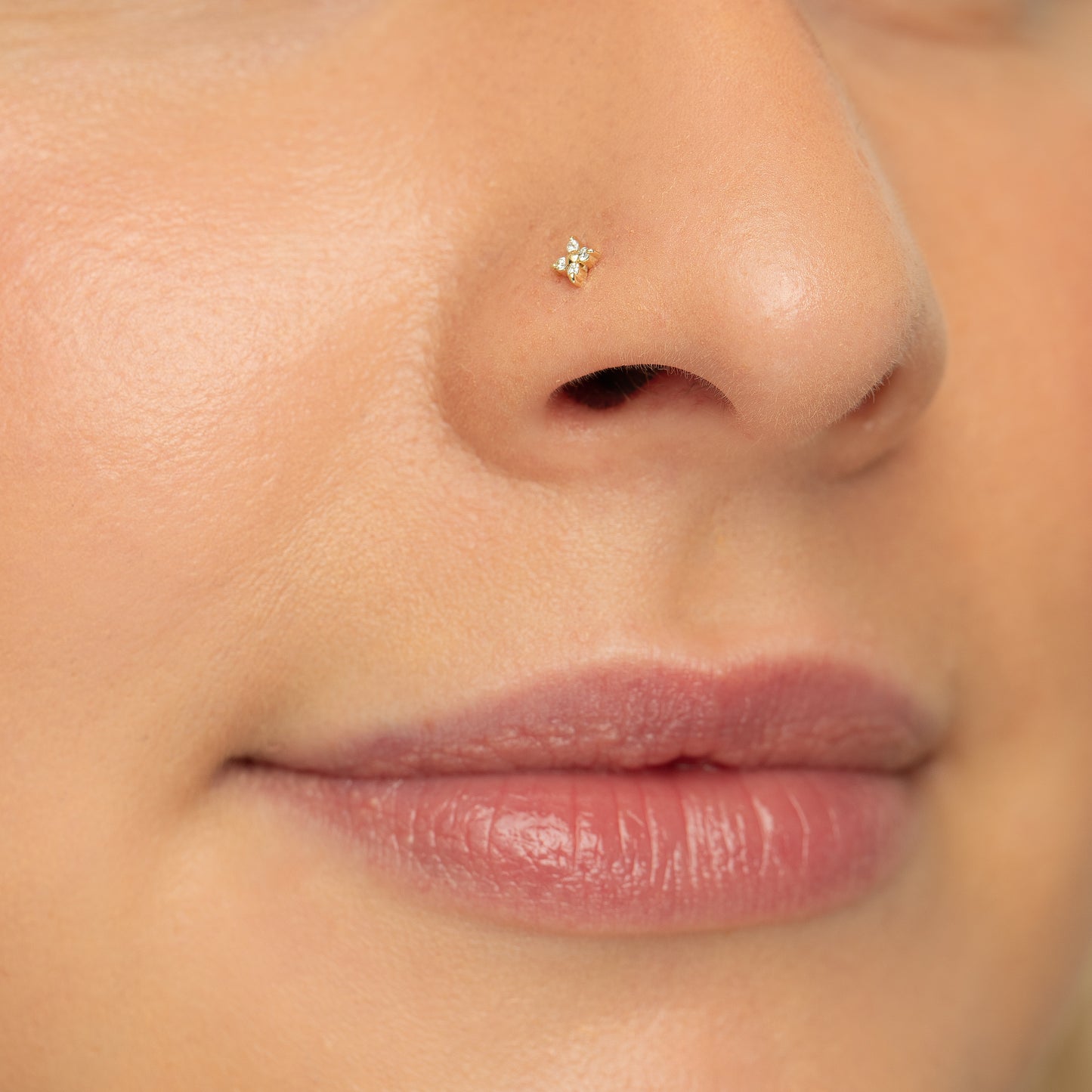 Diamonds by Laura Bond - 14k solid yellow gold Lady Luck flat back labret stud earring Cartilage Studs Laura Bond Maria Tash astrid miyu