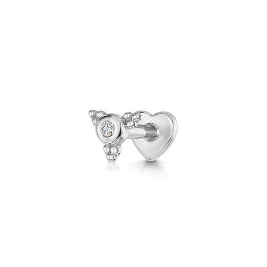 astrid miyu 14k solid white gold Beaded Gem flat back labret stud earring Cartilage Studs Laura Bond
