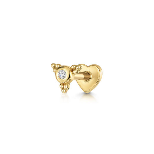 astrid miyu 14k solid yellow gold Beaded Gem flat back labret stud earring Cartilage Studs Laura Bond