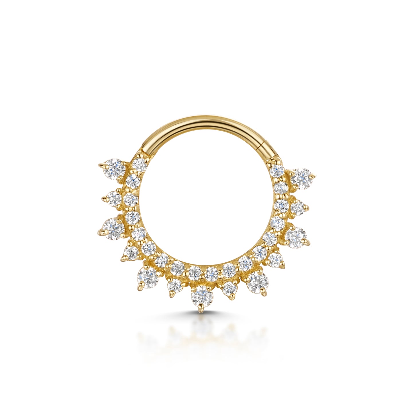 9k solid yellow gold Dahlia clicker hoop for daith or septum