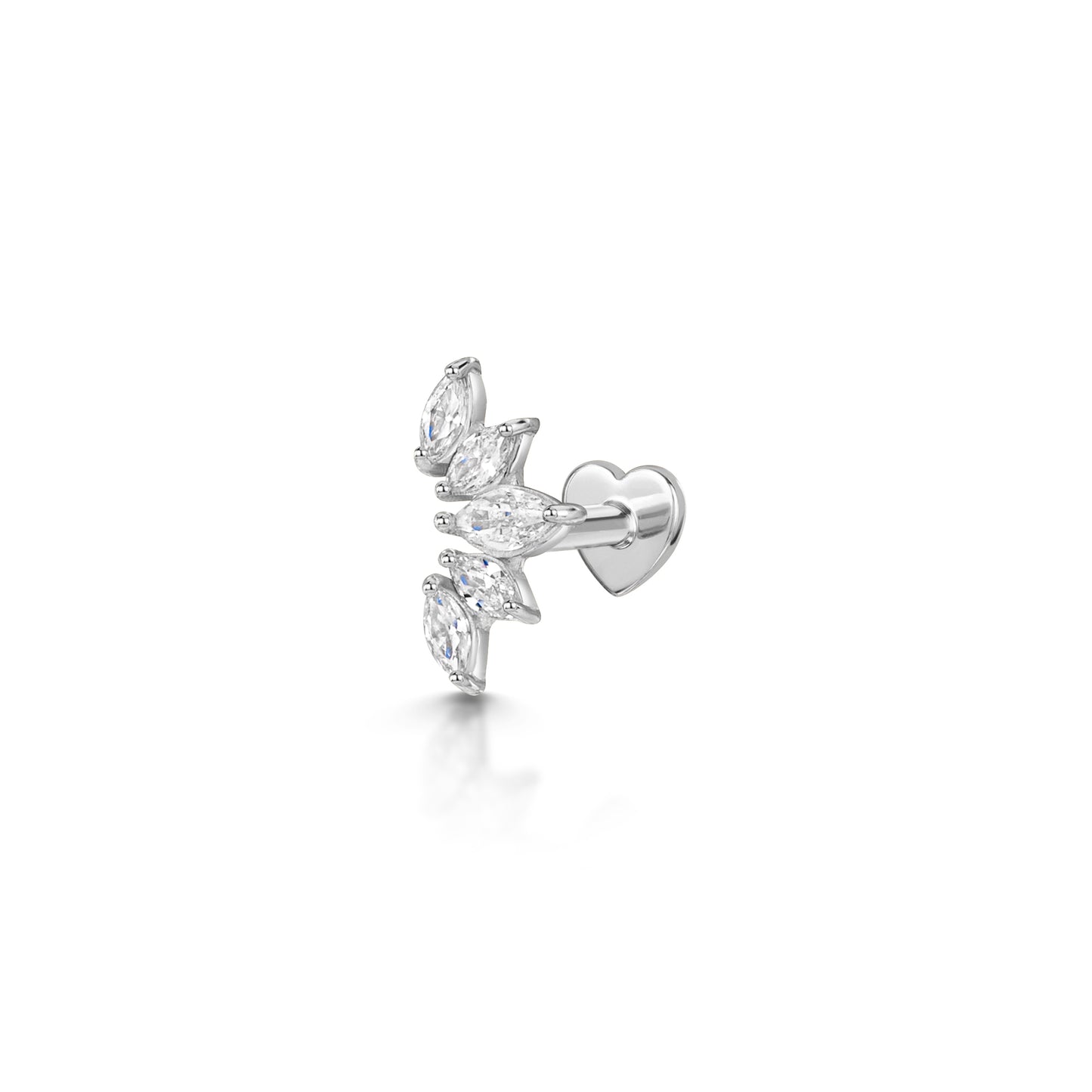 9k solid white gold tiara flat back labret stud earring 6mm