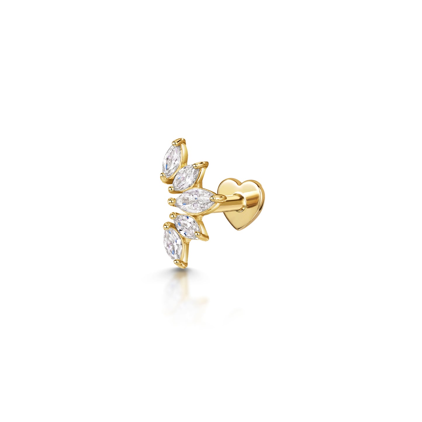 9k solid yellow gold tiara flat back labret stud earring 6mm