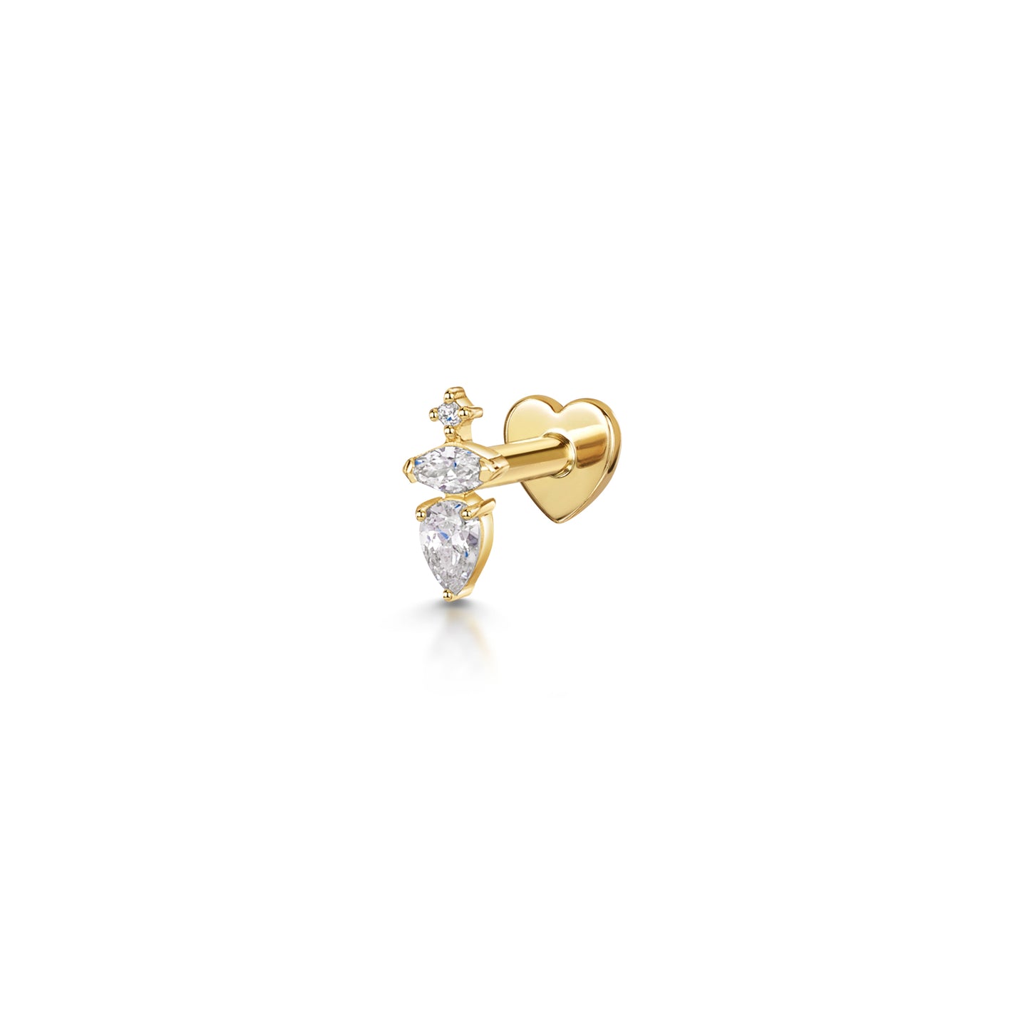 9k solid yellow gold Elsa flat back labret stud earring 6mm