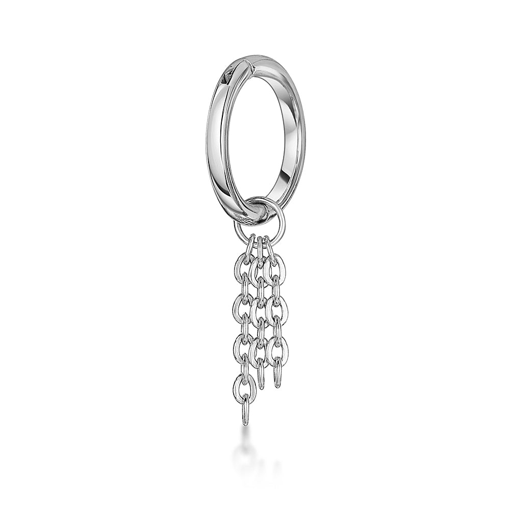 astrid miyu 9k solid white gold 6mm 18g clicker hoop earring with Sunlight floating chain charm Huggies and Hoops Laura Bond