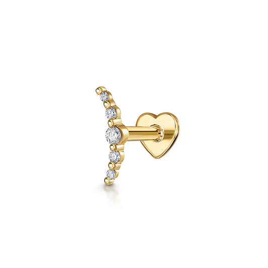 astrid miyu 14k solid yellow gold Solstice flat back labret stud earring 8mm Cartilage Studs Laura Bond