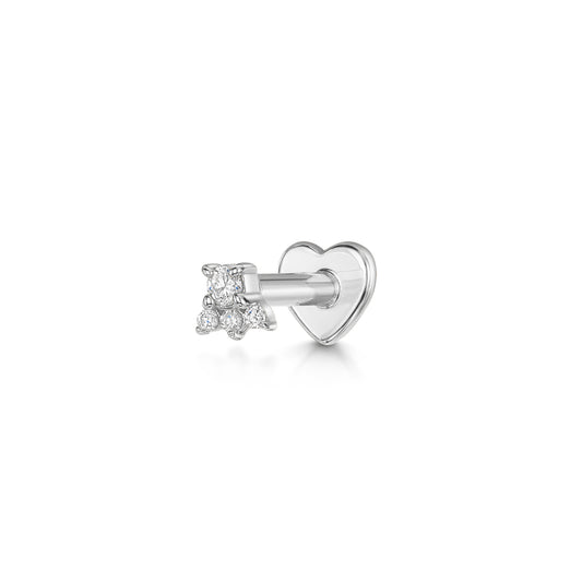 astrid miyu Diamonds by Laura Bond - 14k solid white gold Elsie flat back labret stud earring Cartilage Studs Laura Bond