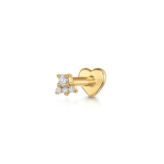 astrid miyu Diamonds by Laura Bond - 14k solid yellow gold Elsie flat back labret stud earring Cartilage Studs Laura Bond