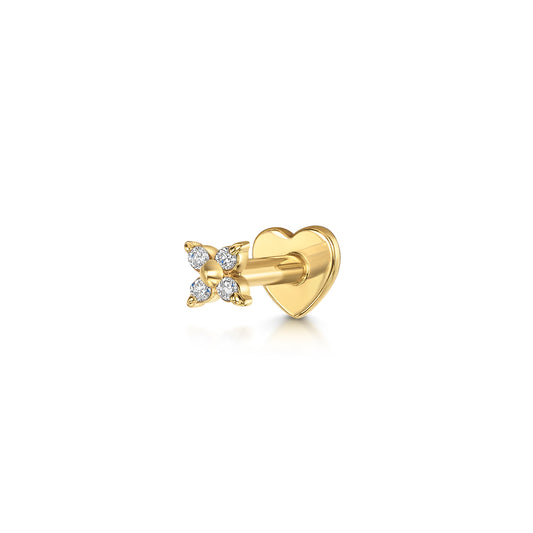 astrid miyu Diamonds by Laura Bond - 14k solid yellow gold Lady Luck flat back labret stud earring Cartilage Studs Laura Bond
