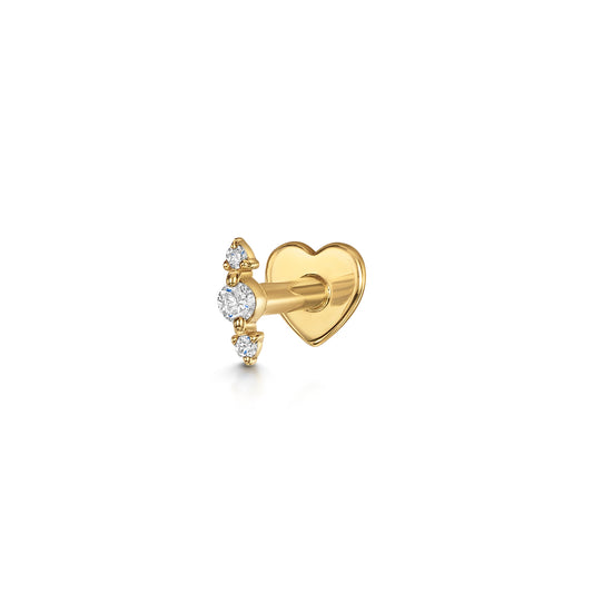 astrid miyu Diamonds by Laura Bond - 14k solid yellow gold Iris flat back labret stud earring Cartilage Studs Laura Bond