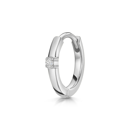 astrid miyu Diamonds by Laura Bond - 14k solid white gold diamond huggie hoop 8mm Huggies and Hoops Laura Bond