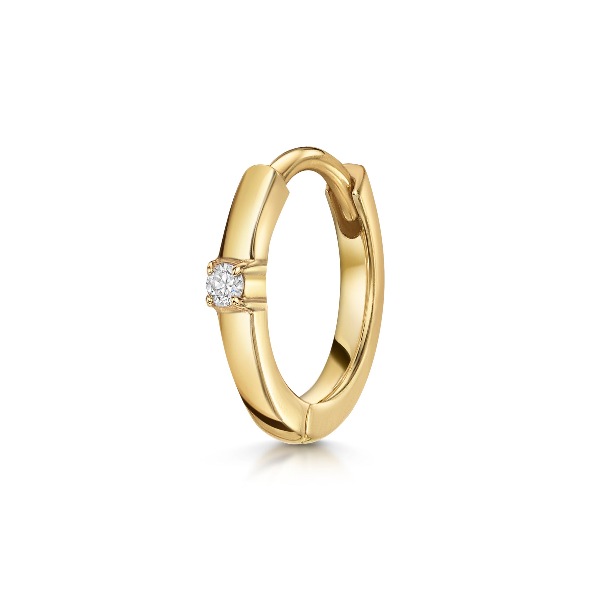 astrid miyu Diamonds by Laura Bond - 14k solid yellow gold diamond huggie hoop 8mm Huggies and Hoops Laura Bond