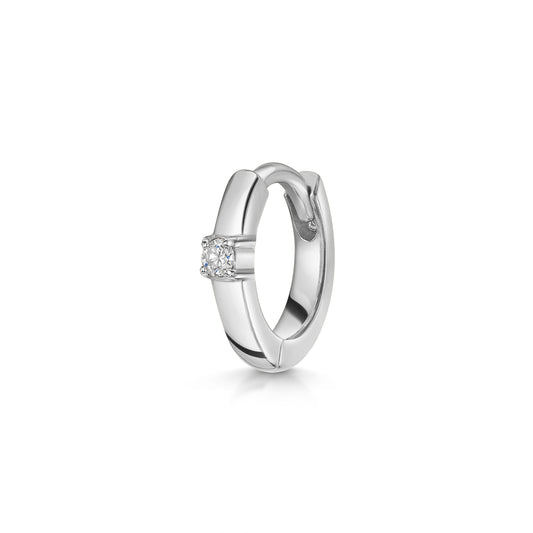 astrid miyu Diamonds by Laura Bond - 14k solid white gold diamond huggie hoop 6mm Huggies and Hoops Laura Bond