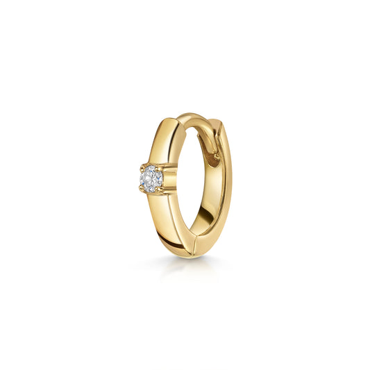 astrid miyu Diamonds by Laura Bond - 14k solid yellow gold diamond huggie hoop 6mm Huggies and Hoops Laura Bond
