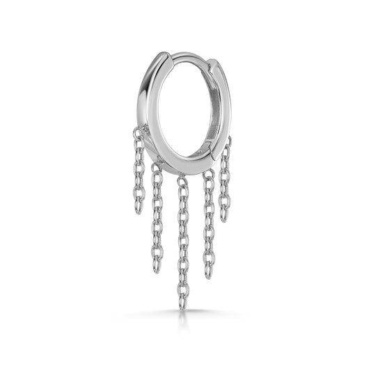 astrid miyu 9k solid white gold Sunlight chain huggie earring 8mm Huggies and Hoops Laura Bond