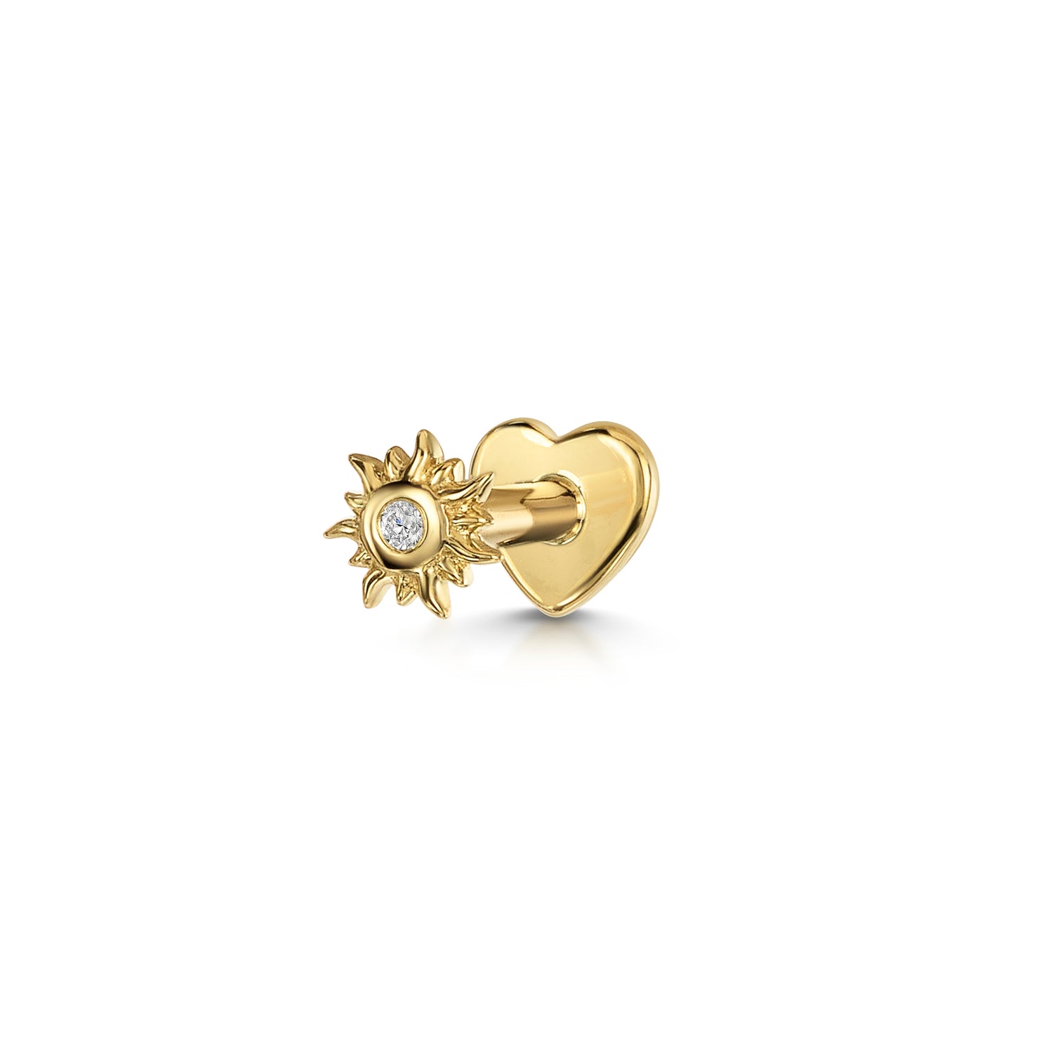 astrid miyu 14k solid yellow gold Sun flat back labret stud earring Cartilage Studs Laura Bond