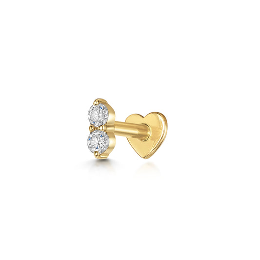 astrid miyu Diamonds by Laura Bond - 14k solid yellow gold double diamond flat back labret stud earring Cartilage Studs Laura Bond