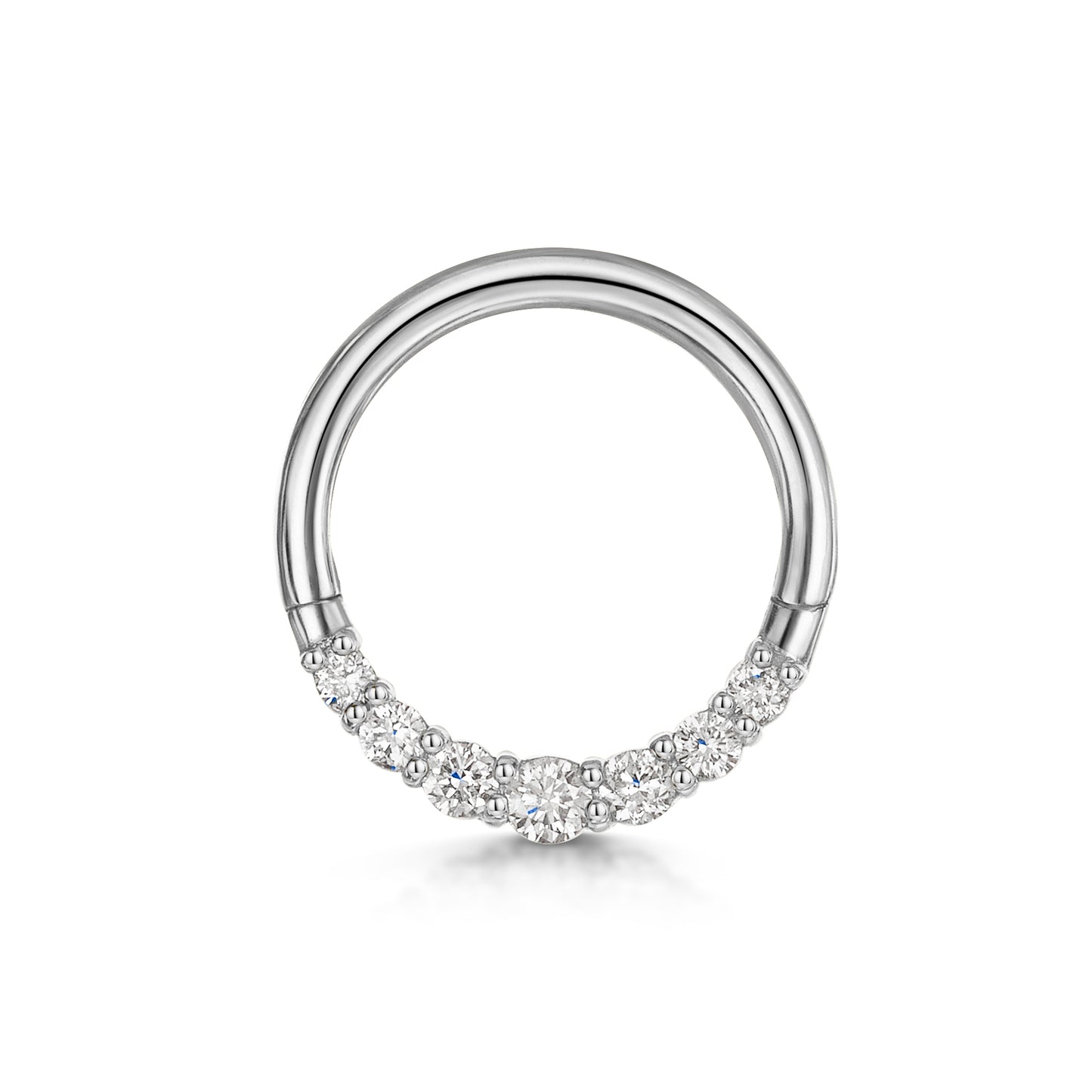 astrid miyu Diamonds by Laura Bond - 14k solid white gold delicate diamond clicker hoop for daith or septum Huggies and Hoops Laura Bond