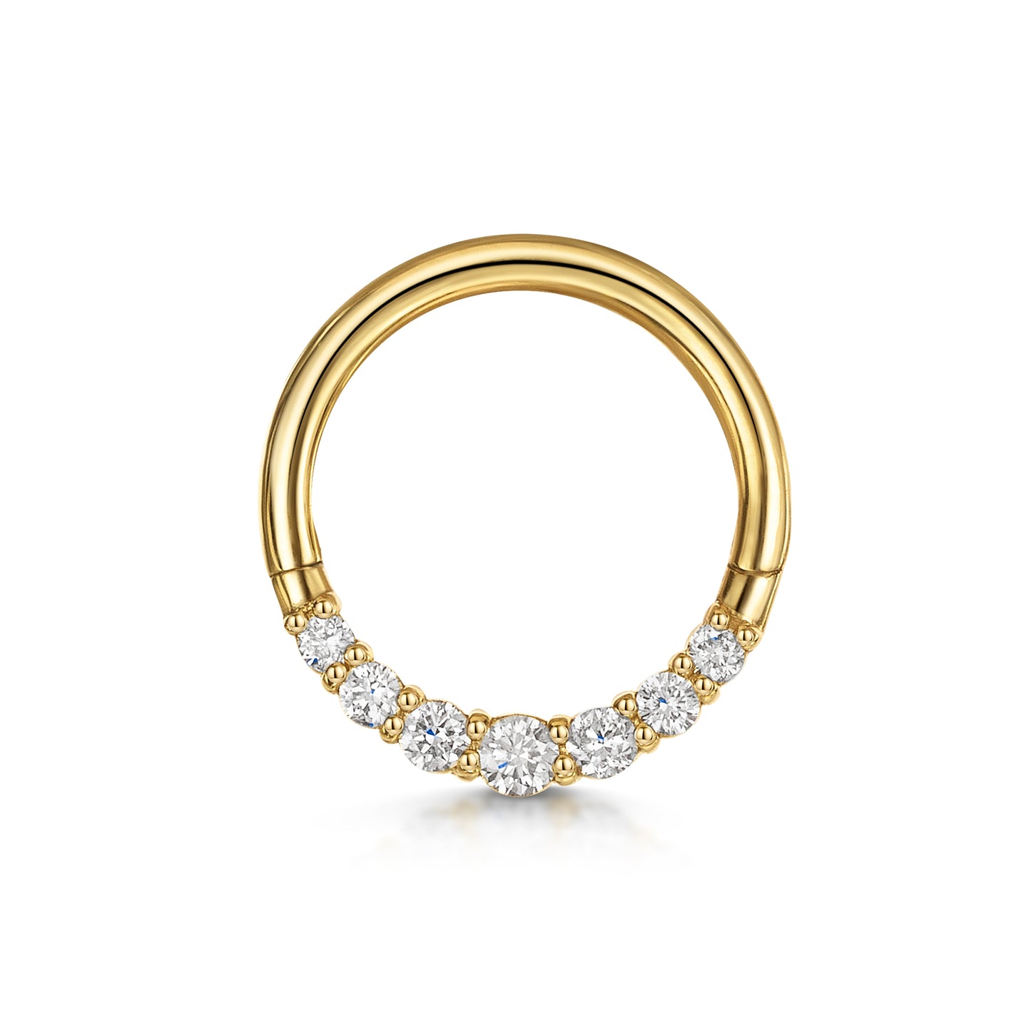 Diamonds by Laura Bond - 14k solid yellow gold delicate diamond clicker hoop for daith or septum Huggies and Hoops Laura Bond Maria Tash