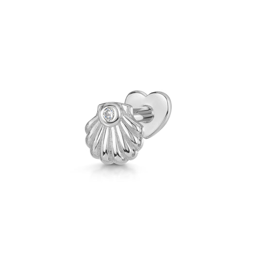 astrid miyu 14k solid white gold Clam Shell flat back labret stud earring Cartilage Studs Laura Bond