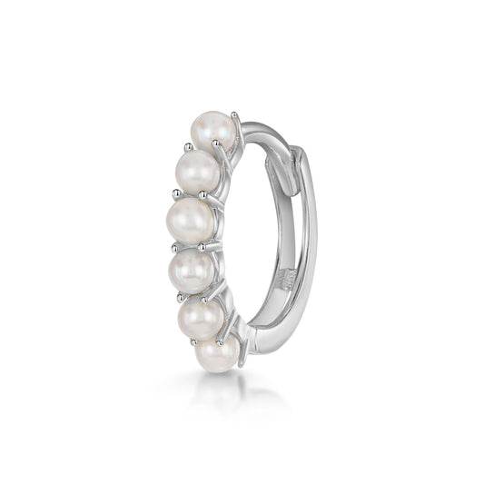astrid miyu 9k solid white gold fresh water pearl huggie hoop earring 8mm Huggies and Hoops Laura Bond