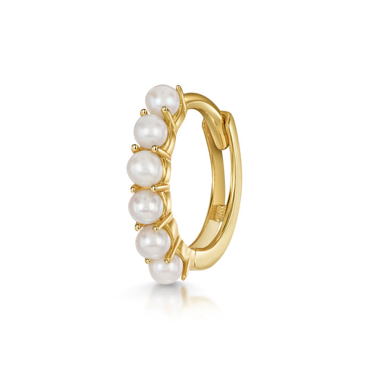 astrid miyu 9k solid yellow gold fresh water pearl huggie hoop earring 8mm Huggies and Hoops Laura Bond