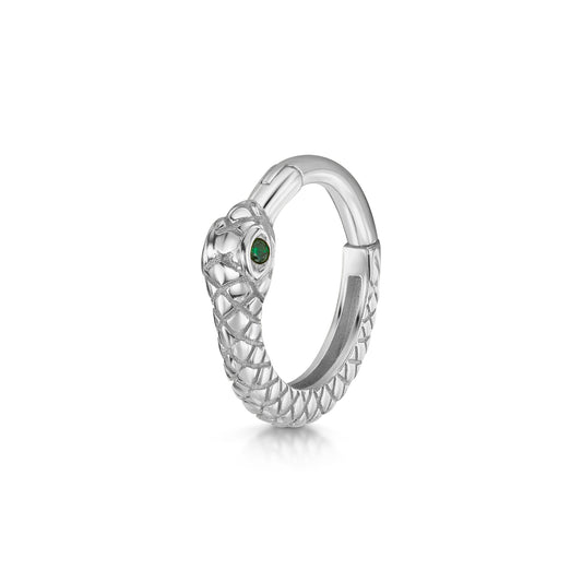astrid miyu 9k solid white gold Ouroboros Snake clicker hoop earring Huggies and Hoops Laura Bond