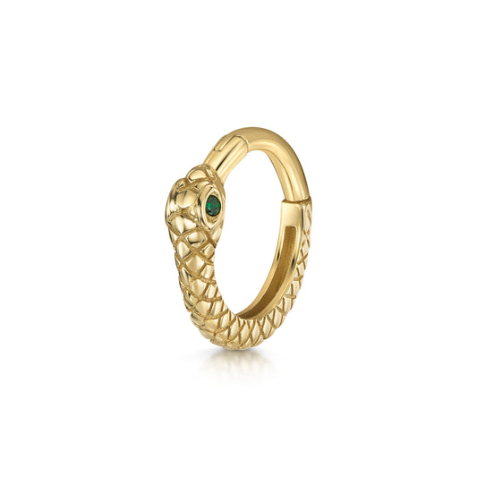 astrid miyu 9k solid yellow gold Ouroboros Snake clicker hoop earring Huggies and Hoops Laura Bond