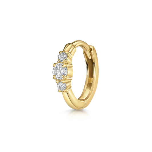 astrid miyu 9k solid yellow gold dainty three stone 8mm huggie hoop earring Huggies and Hoops Laura Bond