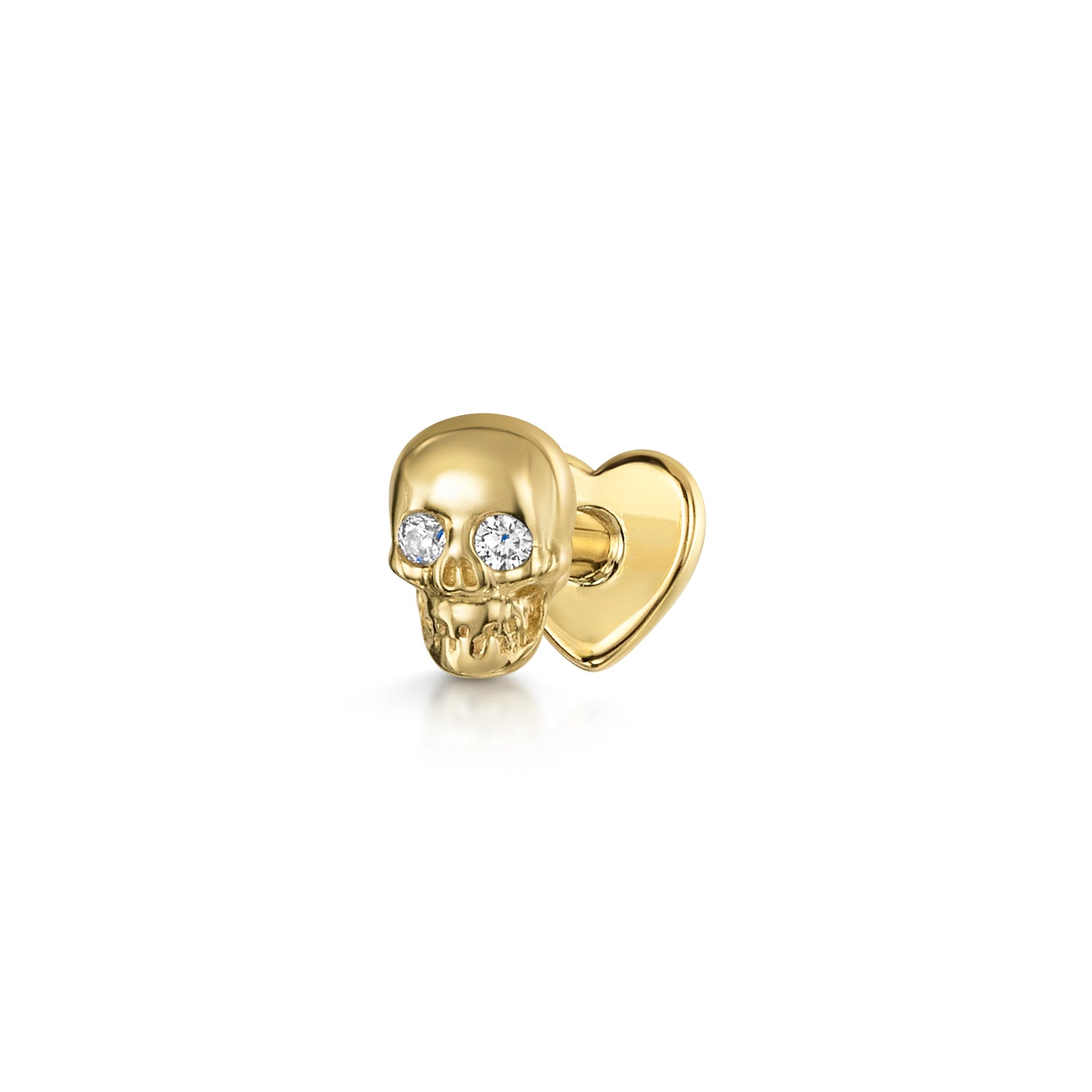 astrid miyu 9k solid yellow gold Sparkling Skull labret stud earring Cartilage Studs Laura Bond
