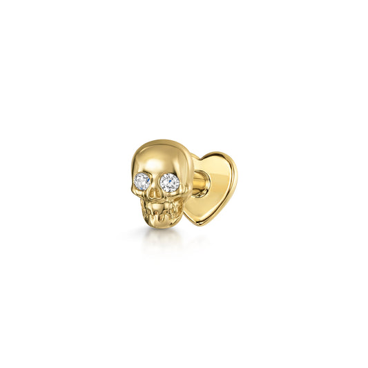 astrid miyu 9k solid yellow gold Sparkling Skull labret stud earring Cartilage Studs Laura Bond
