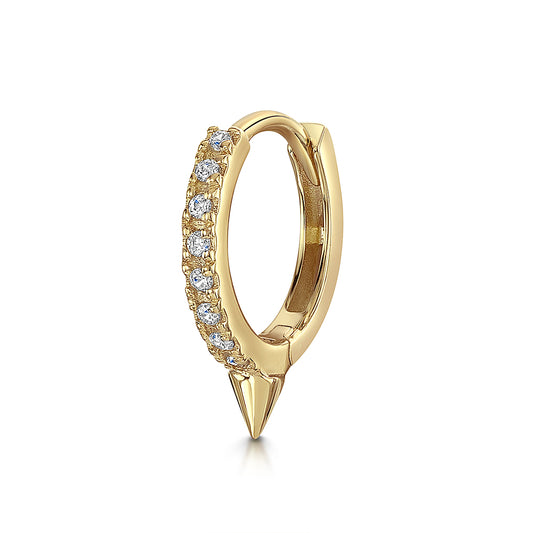 astrid miyu 9k solid yellow gold crystal single spike huggie hoop earring Huggies and Hoops Laura Bond