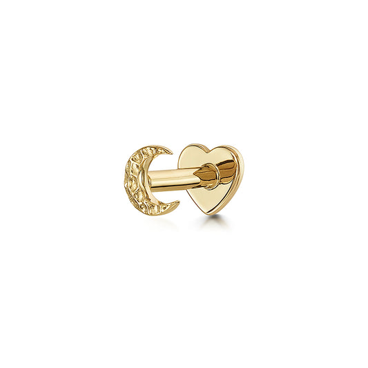 astrid miyu 9k solid yellow gold hammered moon flat back labret stud earring Cartilage Studs Laura Bond