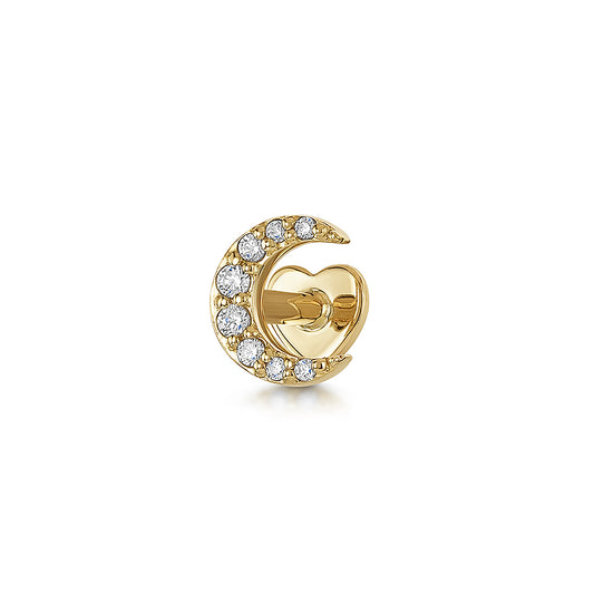 astrid miyu 14k solid yellow gold Lunette moon flat back labret stud earring Cartilage Studs Laura Bond
